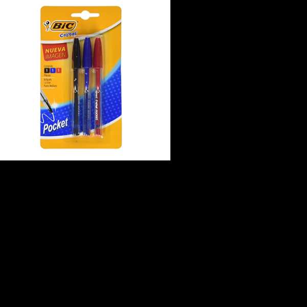 BOLIGRAFO CRISTAL POCKET BIC 1.0MM SURTIDO BL.C3 E12